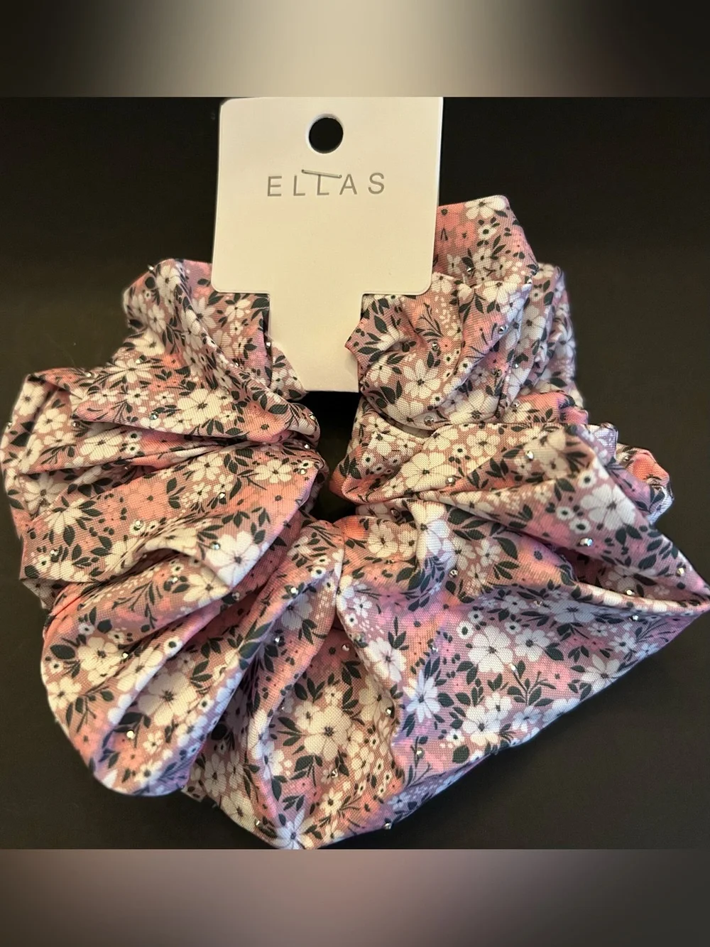 Ellas Women’s Large Floral Scrunchie Set of Six Multicolor with Rhinestones NWT